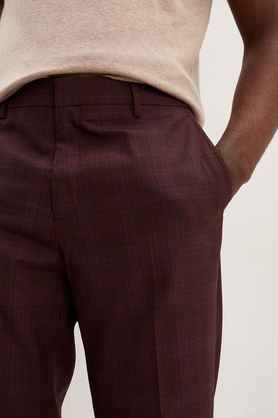 Burton Slim Fit Burgundy Check Smart Trousers 4