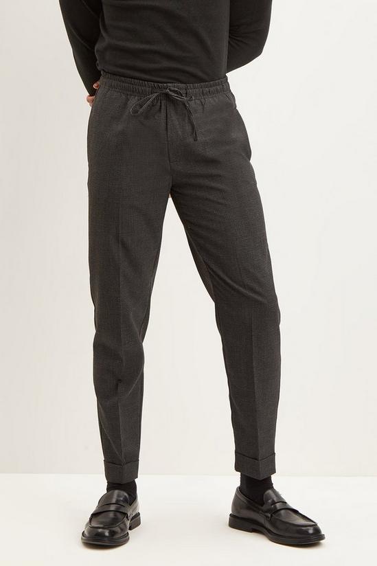 Burton Tapered Fit Grey Micro Check Jogger Trousers 2