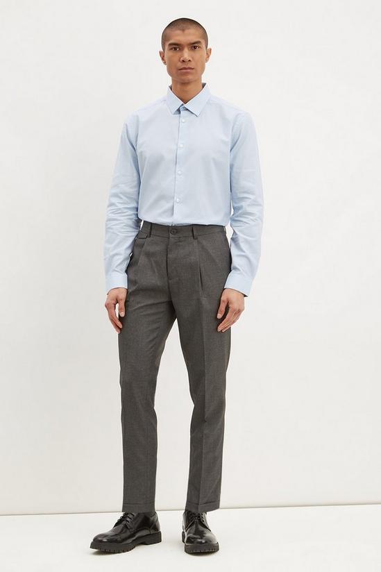 Burton Slim Fit Grey Texture Pleat Front Smart Trousers 1