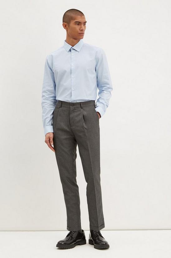 Burton Slim Fit Grey Texture Pleat Front Smart Trousers 2
