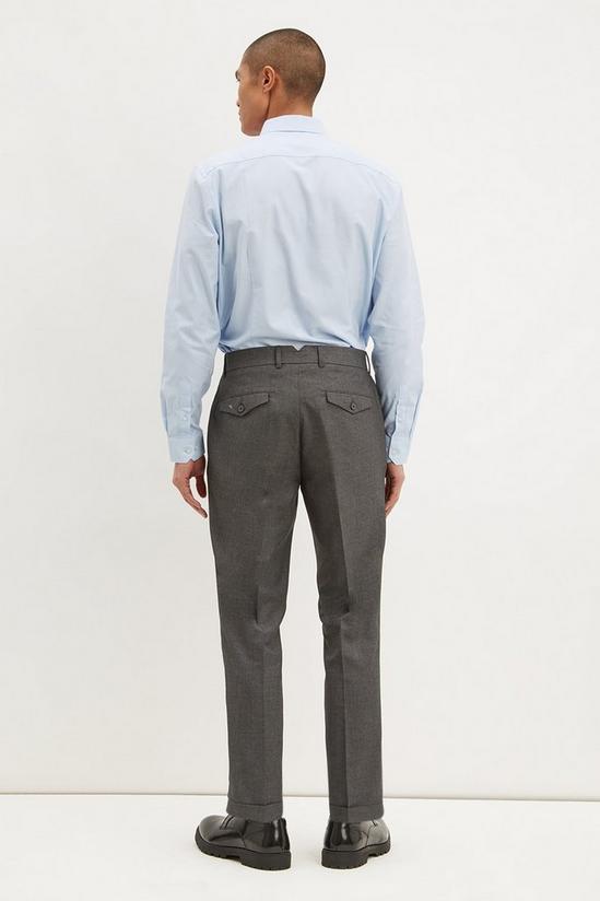 Burton Slim Fit Grey Texture Pleat Front Smart Trousers 3