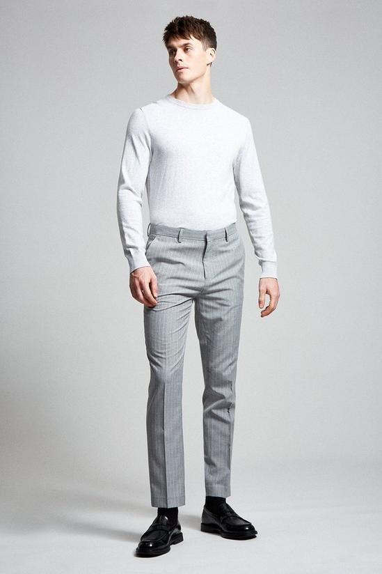 Burton Slim Fit Grey Pinstripe Smart Trousers 1