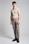 Burton Tapered Fit Stone Texture Pleat Front Smart Trousers thumbnail 1