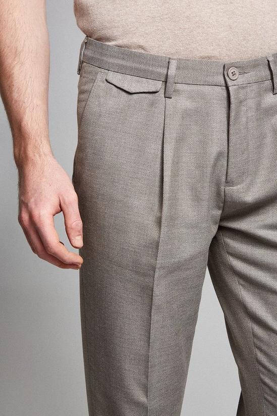 Burton Tapered Fit Stone Texture Pleat Front Smart Trousers 4