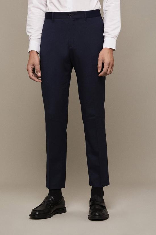 Burton Slim Fit Navy Elasticated Waist Smart Trousers 1