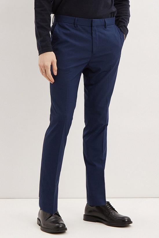 Burton Slim Fit Blue Texture Smart Trousers 1