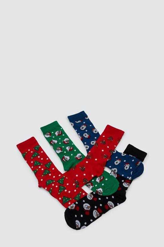 Burton 5 Pack Socks With Christmas Prints 3