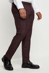 Burton Plus Slim Fit Burgundy Check Smart Trousers thumbnail 1