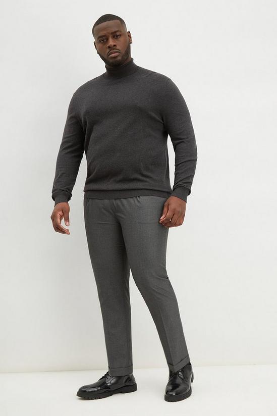 Burton Plus Slim Fit Grey Texture Smart Trousers 1