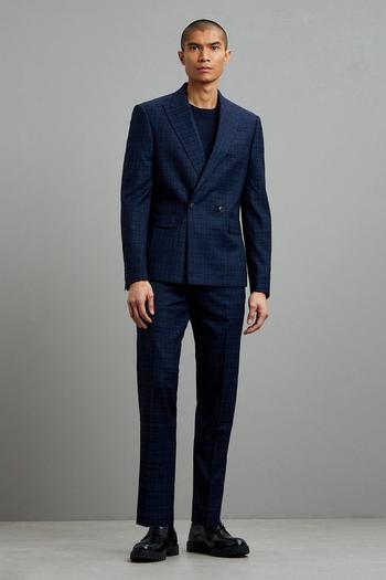 Related Product Tapered Fit Navy Multi Check Suit Trousers