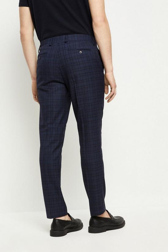 Burton Slim Fit Navy Multi Check Suit Trousers 3