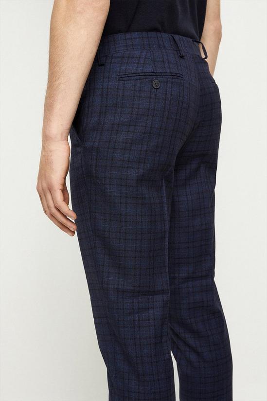 Burton Slim Fit Navy Multi Check Suit Trousers 4