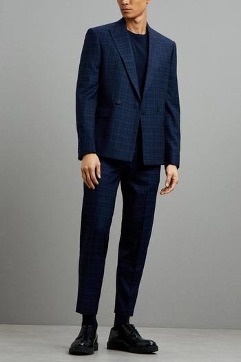 Related Product Skinny Fit Navy Multi Check Double Breasted Suit Jacket