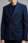 Burton Skinny Fit Navy Multi Check Double Breasted Suit Jacket thumbnail 4
