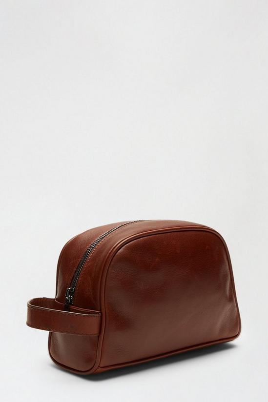 Burton Brown Leather Wash Bag 1