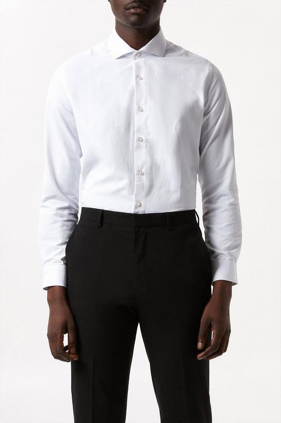 Burton White Slim Fit Long Sleeve Cutaway Collar Shirt 1