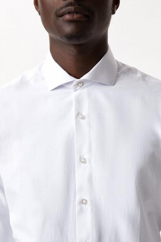 Burton White Slim Fit Long Sleeve Cutaway Collar Shirt 4