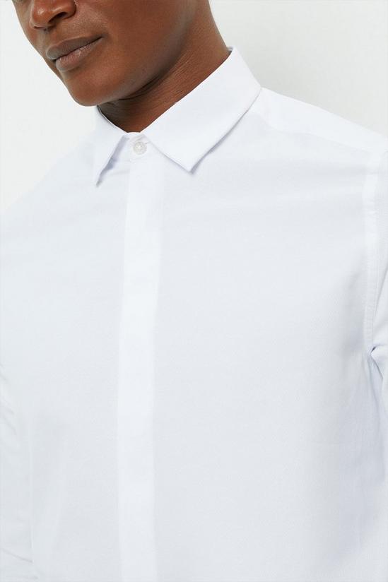 Burton White Skinny Fit Long Sleeve Cutaway Collar Shirt 4