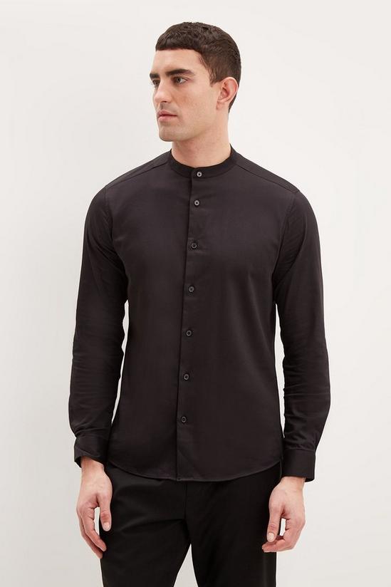 Burton Slim Fit Black Grandad Collar Shirt 1