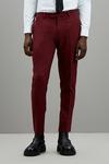 Burton Skinny Fit Burgundy Tuxedo Suit Trousers thumbnail 1