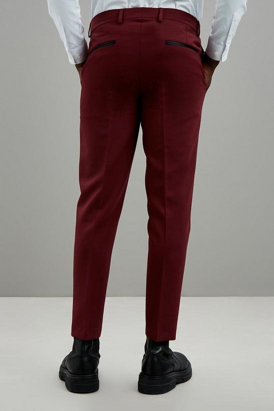 Burton Skinny Fit Burgundy Tuxedo Suit Trousers 3