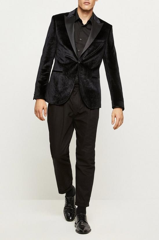Burton Slim Fit Black Velvet Suit Jacket 1