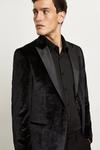 Burton Slim Fit Black Velvet Suit Jacket thumbnail 4