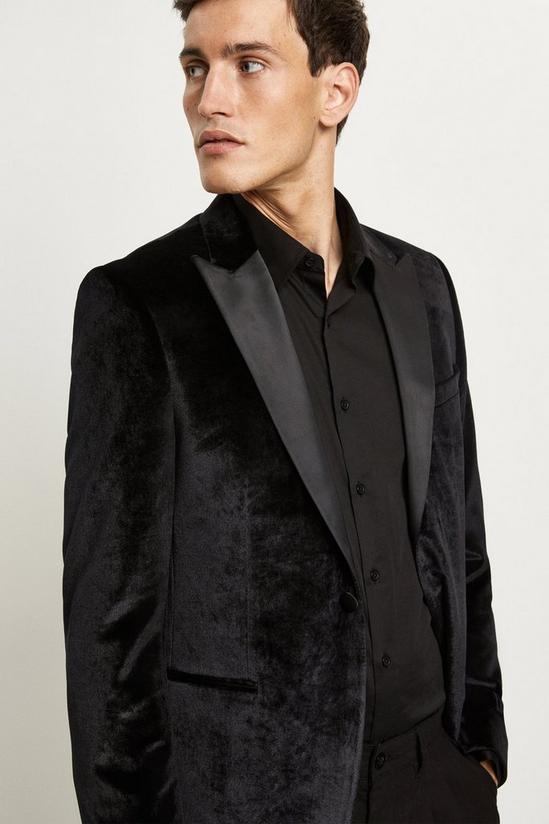 Burton Slim Fit Black Velvet Suit Jacket 4