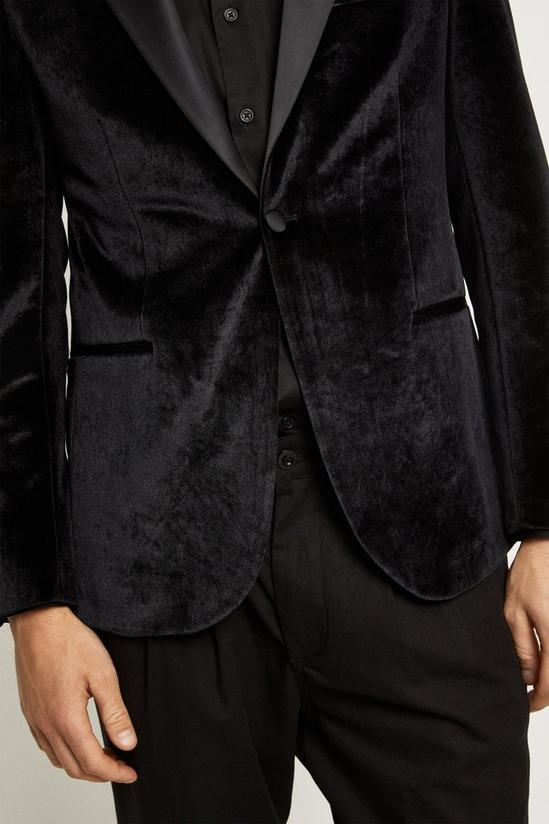 Burton Slim Fit Black Velvet Suit Jacket 5