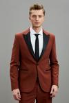 Burton Skinny Fit Satin Tan Tuxedo Suit Jacket thumbnail 1