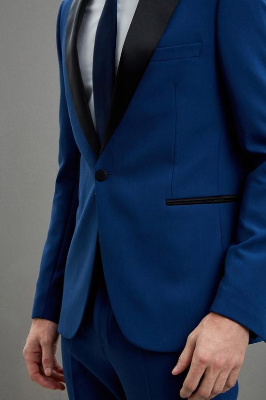 Burton Skinny Fit Blue Tuxedo Suit Jacket 4