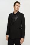 Burton Skinny Fit Black Double Breasted Tuxedo Suit Jacket thumbnail 1