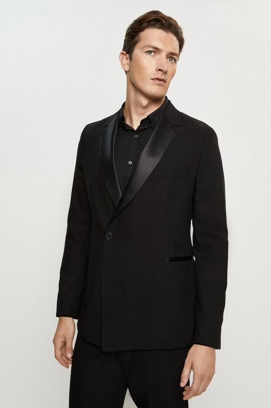 Burton Skinny Fit Black Double Breasted Tuxedo Suit Jacket 1