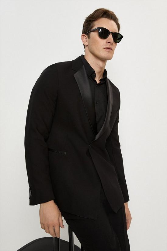 Burton Skinny Fit Black Double Breasted Tuxedo Suit Jacket 2