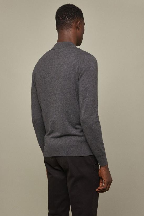 Burton Cotton Rich Charcoal Long Sleeve Polo Shirt 3