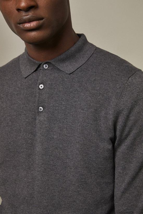 Burton Cotton Rich Charcoal Long Sleeve Polo Shirt 4