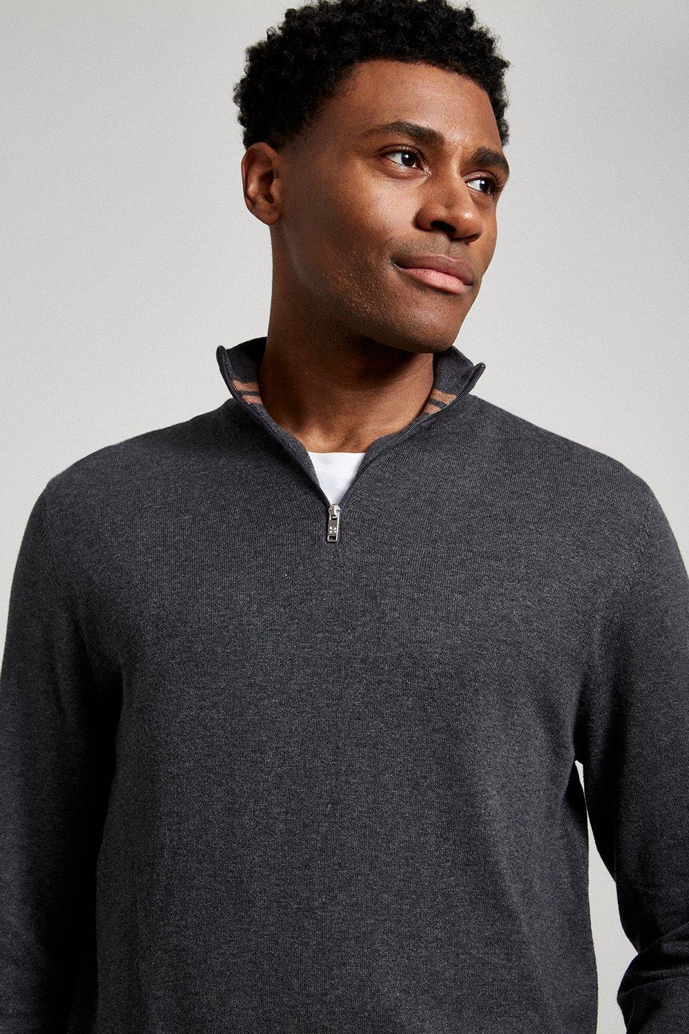 Jumpers Cardigans Charcoal Half Zip Jumper Burton