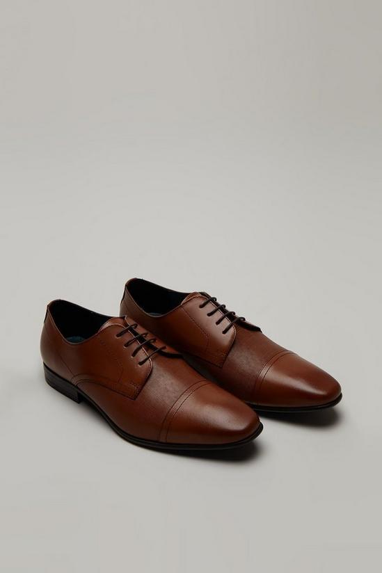 Burton Tan Leather Cap Toe Derby Shoes 2