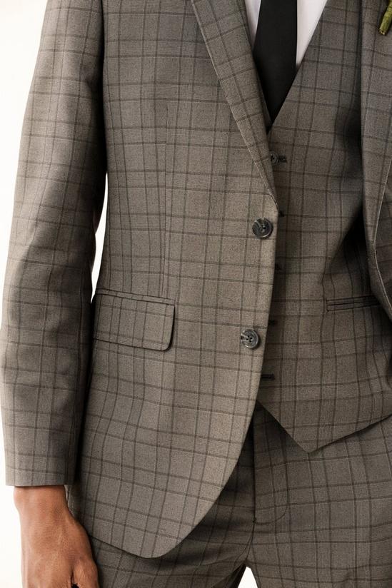 Burton Tailored Fit Grey Pow Check Waistcoat 3