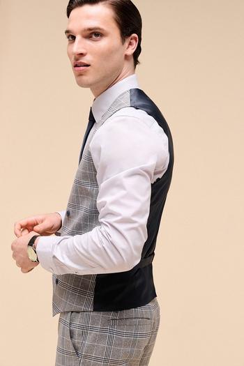 Related Product Skinny Fit Grey Check Waistcoat