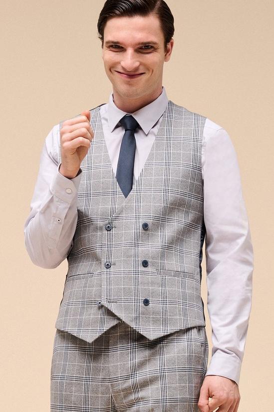 Burton Skinny Fit Grey Check Waistcoat 3