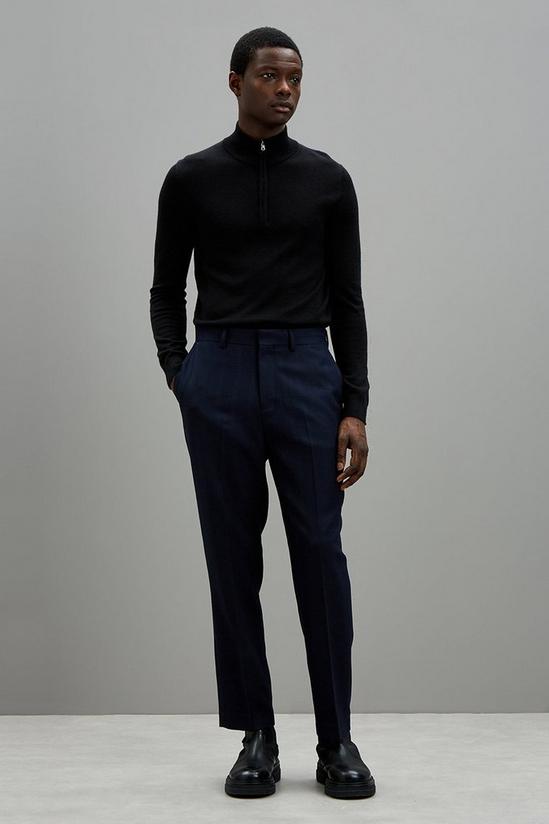 Burton Relaxed Fit Navy Self Stripe Suit Trousers 1