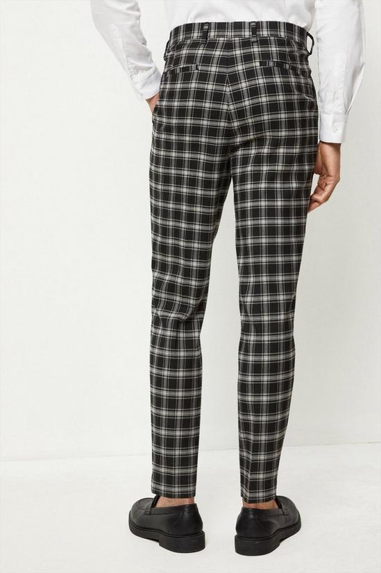 Burton Slim Fit Black Check Pleated Suit Trousers 3