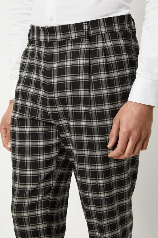 Burton Slim Fit Black Check Pleated Suit Trousers 4