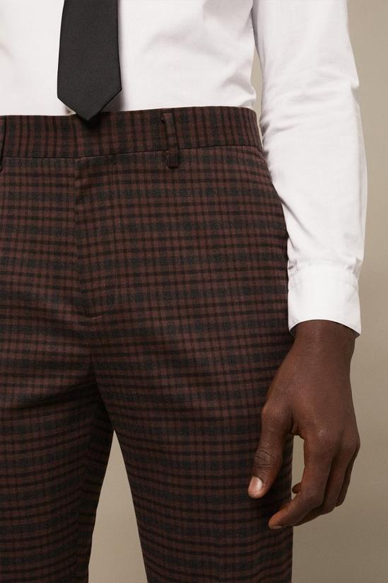 Burton Slim Fit Brown Check Suit Trousers 4