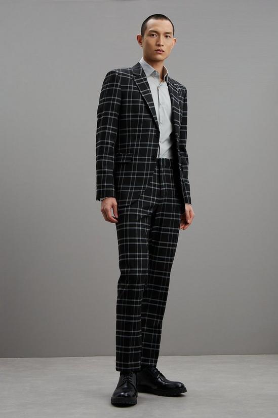 Burton Slim Fit Black Check Suit Trousers 2
