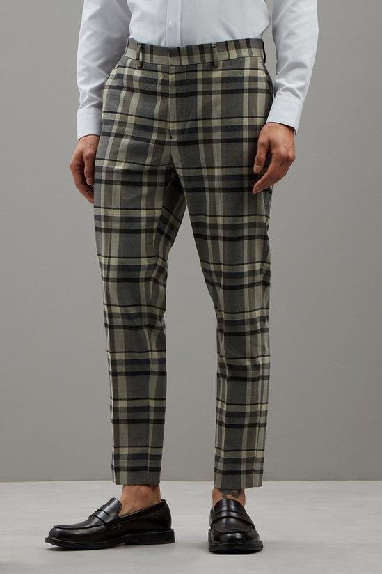 Burton Skinny Fit Folk Brown Check Suit Trousers 1