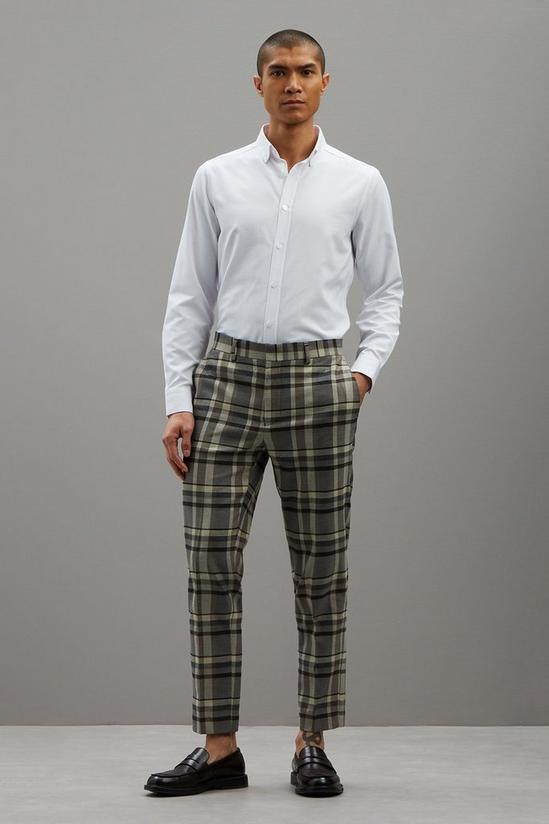Burton Skinny Fit Folk Brown Check Suit Trousers 2