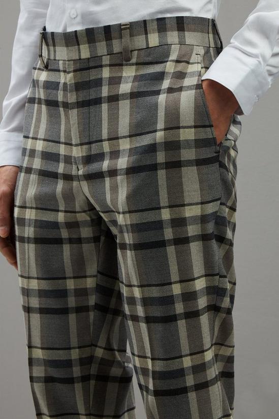 Burton Skinny Fit Folk Brown Check Suit Trousers 4