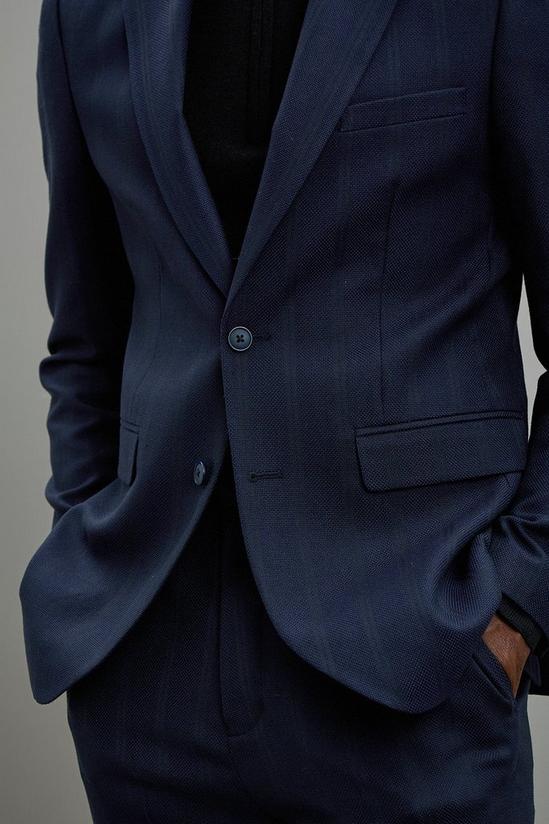 Burton Slim Fit Navy Self Stripe Suit Jacket 6